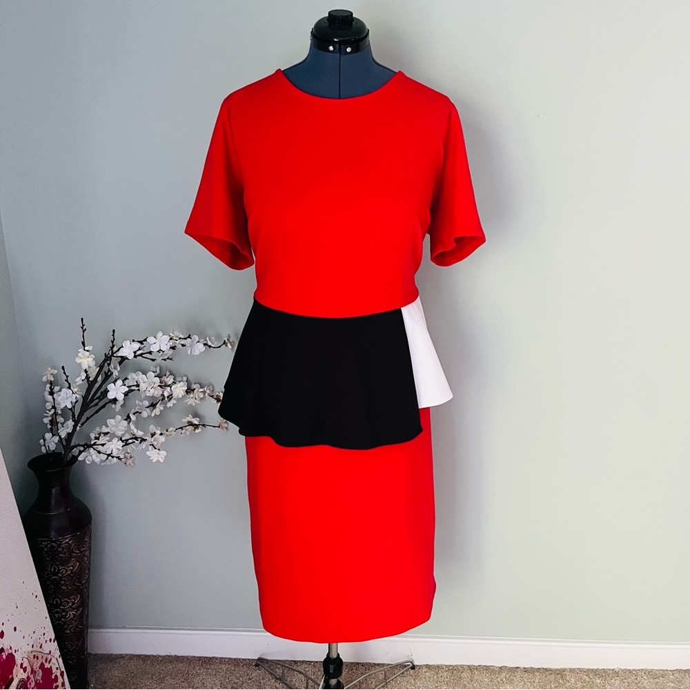 Eloquii Color Block Ponte Peplum Dress Size 22